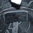 Salvatore Ferragamo Gancini Shoulder Bag Leather Black Gold Auth 137871-15