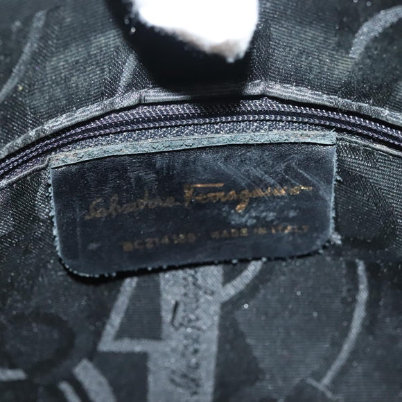 Salvatore Ferragamo Gancini Shoulder Bag Leather Black Gold Auth 137871