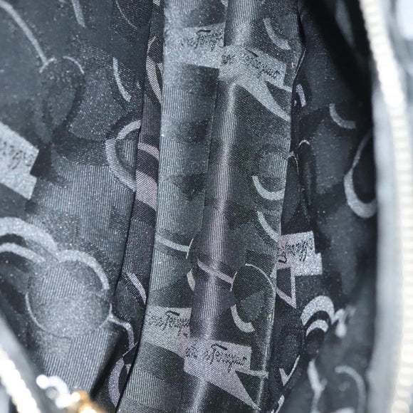 Salvatore Ferragamo Gancini Shoulder Bag Leather Black Gold Auth 137871