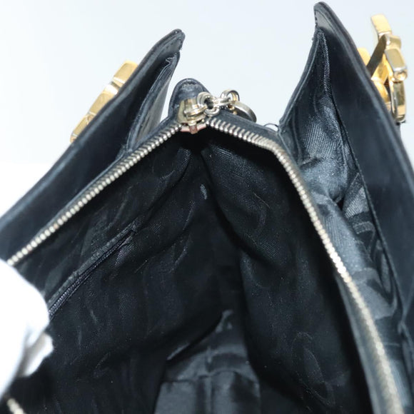 Salvatore Ferragamo Gancini Shoulder Bag Leather Black Gold Auth 137871