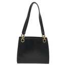 Salvatore Ferragamo Gancini Shoulder Bag Leather Black Gold Auth 137871-3