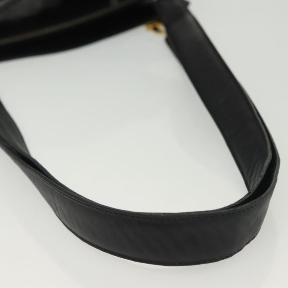 Salvatore Ferragamo Gancini Shoulder Bag Leather Black Gold Auth 137871