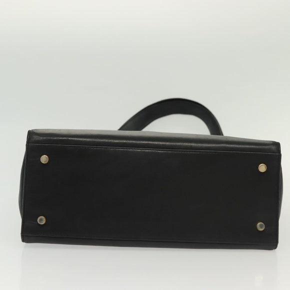 Salvatore Ferragamo Gancini Shoulder Bag Leather Black Gold Auth 137871