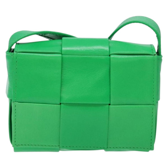 BOTTEGA VENETA Candy Cassette Shoulder Bag Leather Green Auth 137872