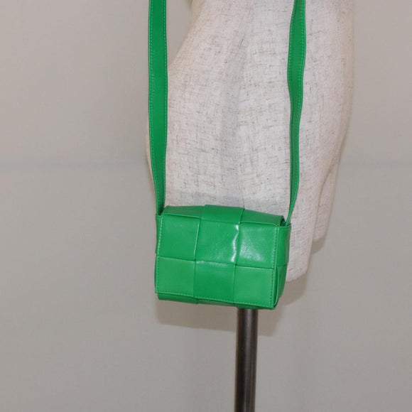 BOTTEGA VENETA Candy Cassette Shoulder Bag Leather Green Auth 137872