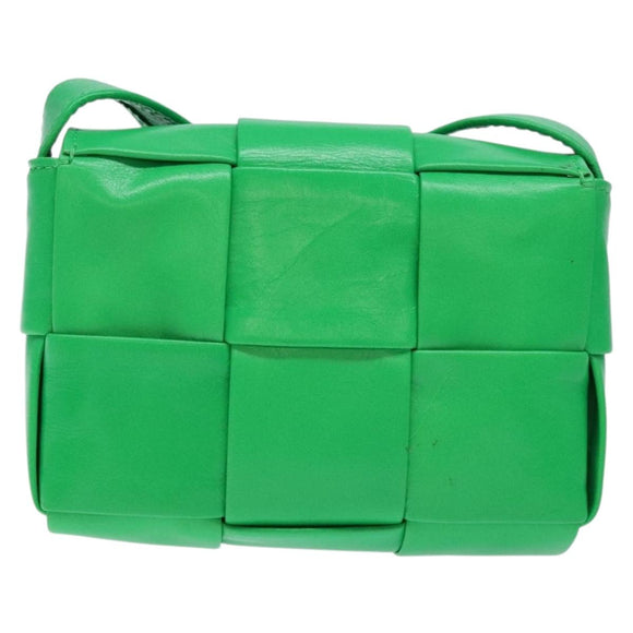 BOTTEGA VENETA Candy Cassette Shoulder Bag Leather Green Auth 137872