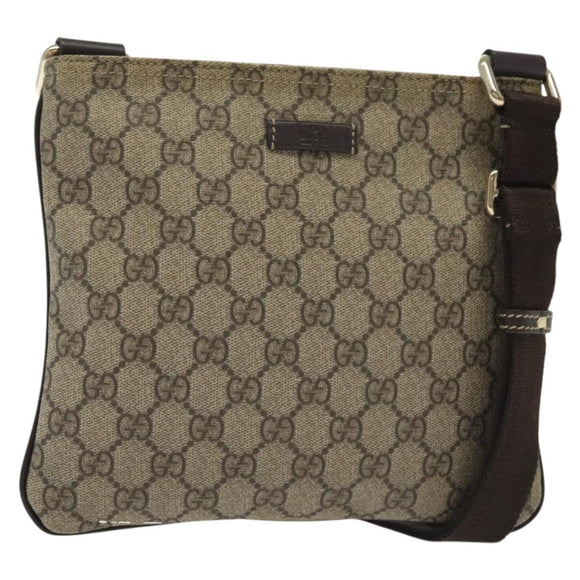 GUCCI GG Supreme Shoulder Bag PVC Beige Gold 201538 Auth 137883