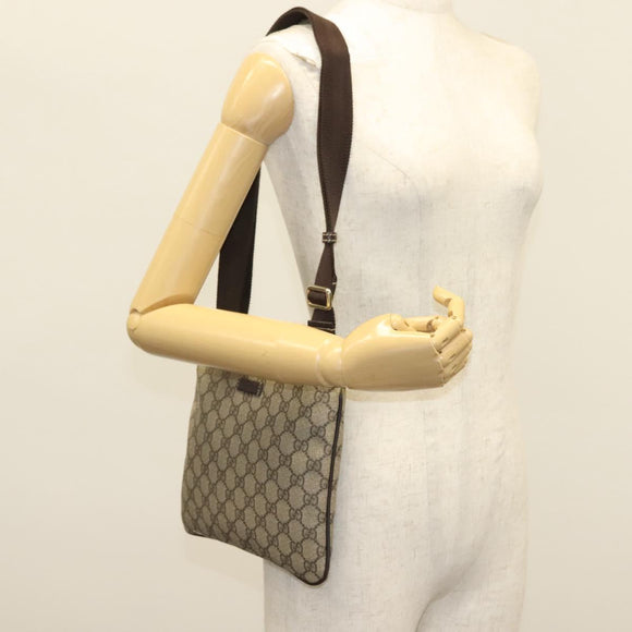 GUCCI GG Supreme Shoulder Bag PVC Beige Gold 201538 Auth 137883