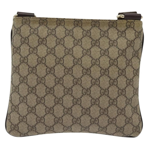 GUCCI GG Supreme Shoulder Bag PVC Beige Gold 201538 Auth 137883