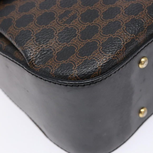 CELINE Macadam Canvas Hand Bag PVC Leather Black Gold Auth 137885A