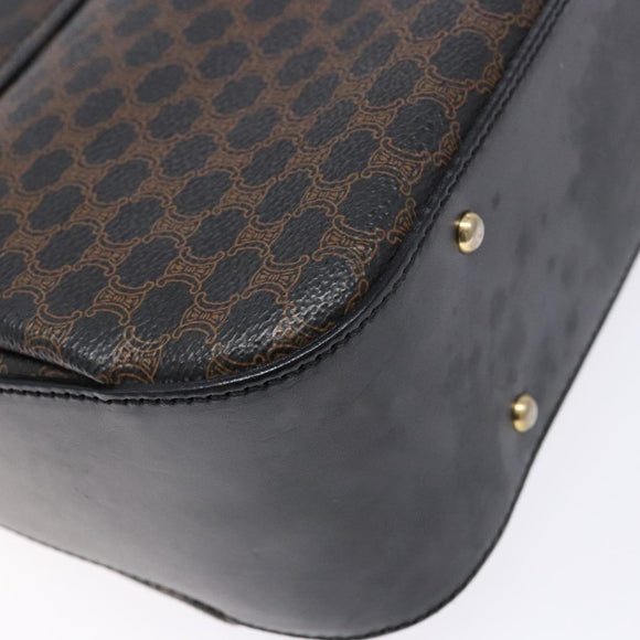 CELINE Macadam Canvas Hand Bag PVC Leather Black Gold Auth 137885A