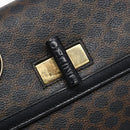 CELINE Macadam Canvas Hand Bag PVC Leather Black Gold Auth 137885A-18