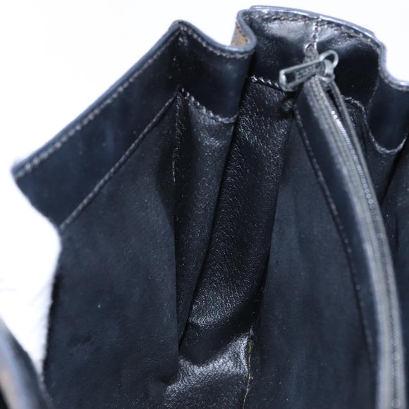 CELINE Macadam Canvas Hand Bag PVC Leather Black Gold Auth 137885A