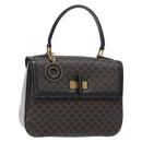CELINE Macadam Canvas Hand Bag PVC Leather Black Gold Auth 137885A-1