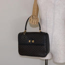 CELINE Macadam Canvas Hand Bag PVC Leather Black Gold Auth 137885A-24
