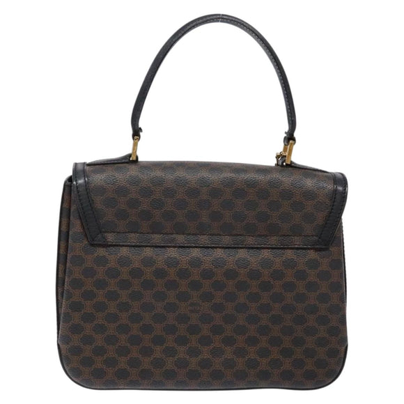 CELINE Macadam Canvas Hand Bag PVC Leather Black Gold Auth 137885A