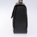 CELINE Macadam Canvas Hand Bag PVC Leather Black Gold Auth 137885A-3