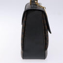 CELINE Macadam Canvas Hand Bag PVC Leather Black Gold Auth 137885A-4