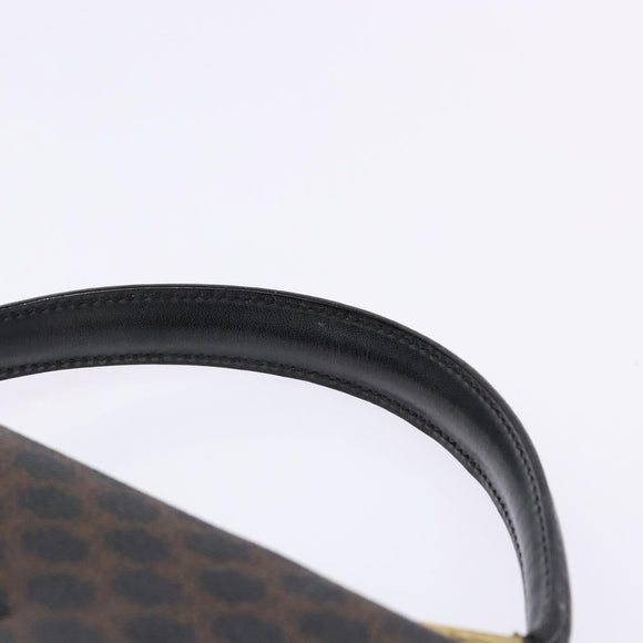 CELINE Macadam Canvas Hand Bag PVC Leather Black Gold Auth 137885A