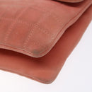 CHANEL Chain 2.55 Choco Bar Shoulder Bag Suede Pink Silver CC Auth 137890-14