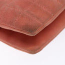 CHANEL Chain 2.55 Choco Bar Shoulder Bag Suede Pink Silver CC Auth 137890-9