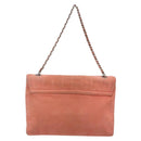 CHANEL Chain 2.55 Choco Bar Shoulder Bag Suede Pink Silver CC Auth 137890-2