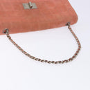 CHANEL Chain 2.55 Choco Bar Shoulder Bag Suede Pink Silver CC Auth 137890-7