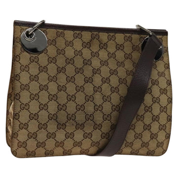 GUCCI GG Canvas Shoulder Bag Beige Silver 120841 Auth 137892