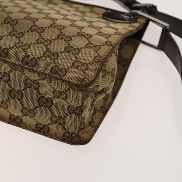 GUCCI GG Canvas Shoulder Bag Beige Silver 120841 Auth 137892