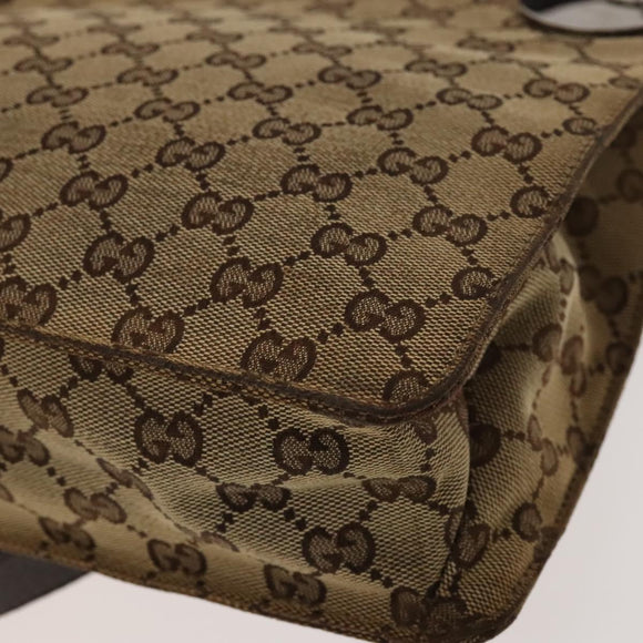 GUCCI GG Canvas Shoulder Bag Beige Silver 120841 Auth 137892