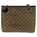 GUCCI GG Canvas Shoulder Bag Beige Silver 120841 Auth 137892-2