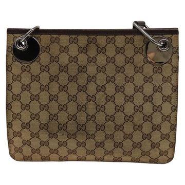 GUCCI GG Canvas Shoulder Bag Beige Silver 120841 Auth 137892 - 0