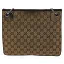 GUCCI GG Canvas Shoulder Bag Beige Silver 120841 Auth 137892-3
