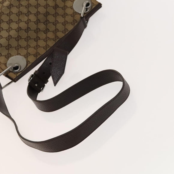 GUCCI GG Canvas Shoulder Bag Beige Silver 120841 Auth 137892