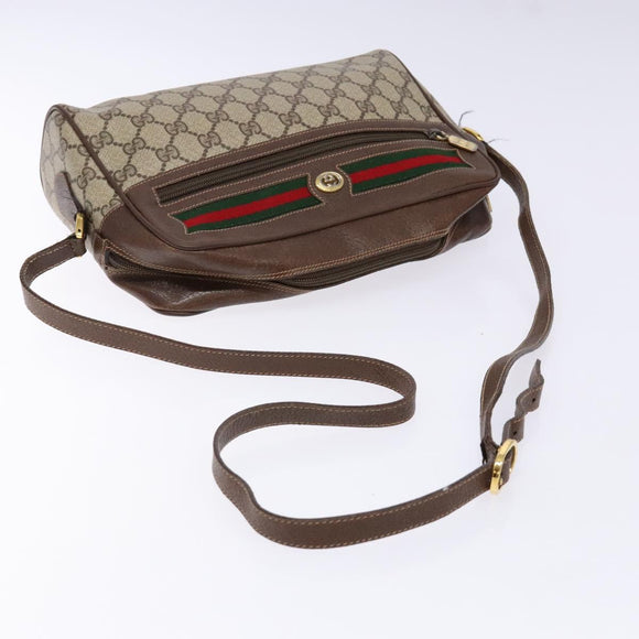 GUCCI GG Supreme Web Sherry Line Bag PVC Beige Gold 56 02 088 Auth 137908