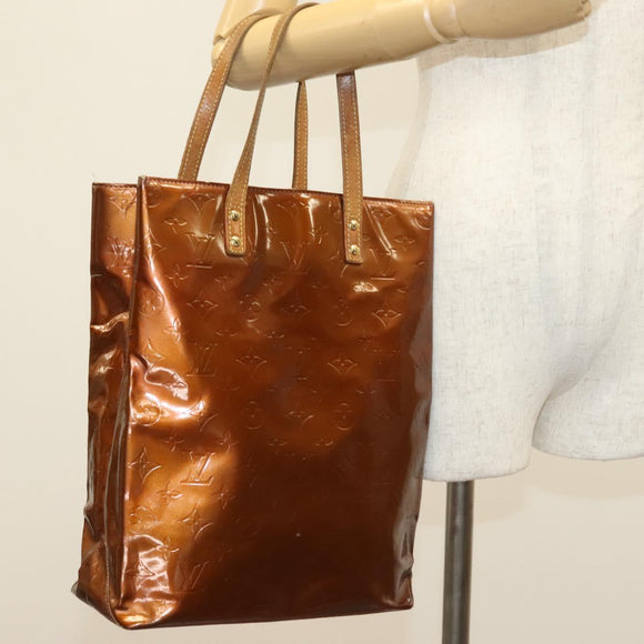 LOUIS VUITTON Monogram Vernis Reade MM Hand Bag Bronze M91143 LV Auth 137924