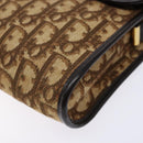 Christian Dior Trotter Canvas Shoulder Bag Brown Gold Auth 137942-10