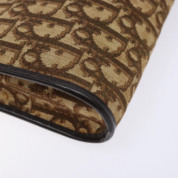 Christian Dior Trotter Canvas Shoulder Bag Brown Gold Auth 137942