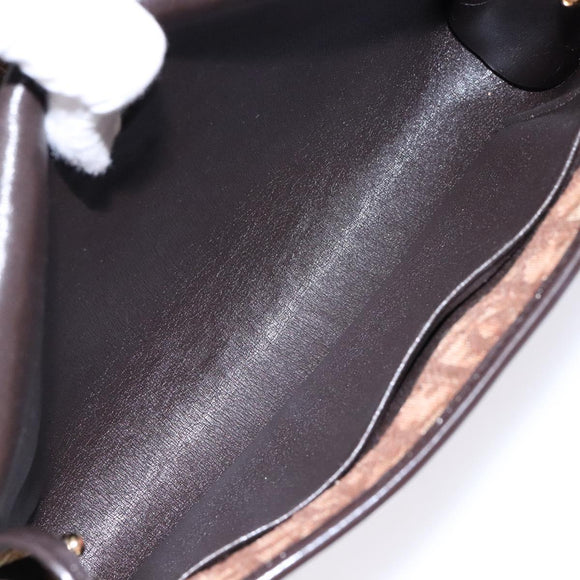 Christian Dior Trotter Canvas Shoulder Bag Brown Gold Auth 137942