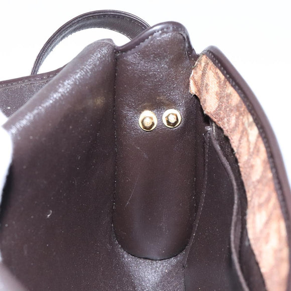 Christian Dior Trotter Canvas Shoulder Bag Brown Gold Auth 137942