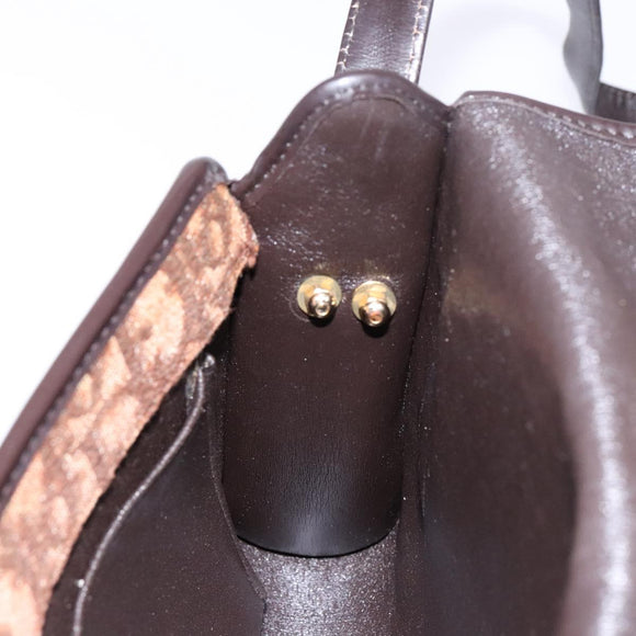 Christian Dior Trotter Canvas Shoulder Bag Brown Gold Auth 137942