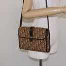 Christian Dior Trotter Canvas Shoulder Bag Brown Gold Auth 137942-21