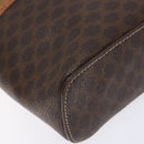 CELINE Macadam Canvas Vanity Pouch PVC Leather Brown Gold Auth 137943-15