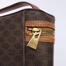 CELINE Macadam Canvas Vanity Pouch PVC Leather Brown Gold Auth 137943-9