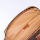 CELINE Macadam Canvas Vanity Pouch PVC Leather Brown Gold Auth 137943-10