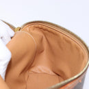 CELINE Macadam Canvas Vanity Pouch PVC Leather Brown Gold Auth 137943-19