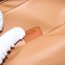 CELINE Macadam Canvas Vanity Pouch PVC Leather Brown Gold Auth 137943-12