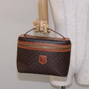 CELINE Macadam Canvas Vanity Pouch PVC Leather Brown Gold Auth 137943-21