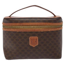 CELINE Macadam Canvas Vanity Pouch PVC Leather Brown Gold Auth 137943-13