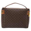 CELINE Macadam Canvas Vanity Pouch PVC Leather Brown Gold Auth 137943-2